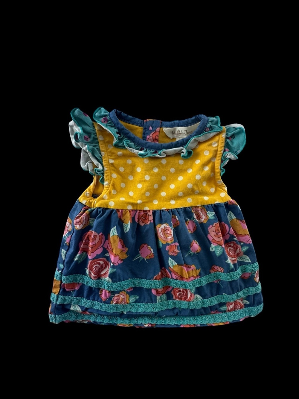 Matilda Jane Yellow Polka Dot & Navy Floral Ruffle Tank Top